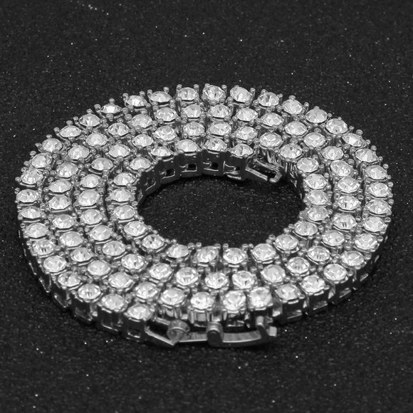 20'' Shiny Iced Out Silver Tennis Chain